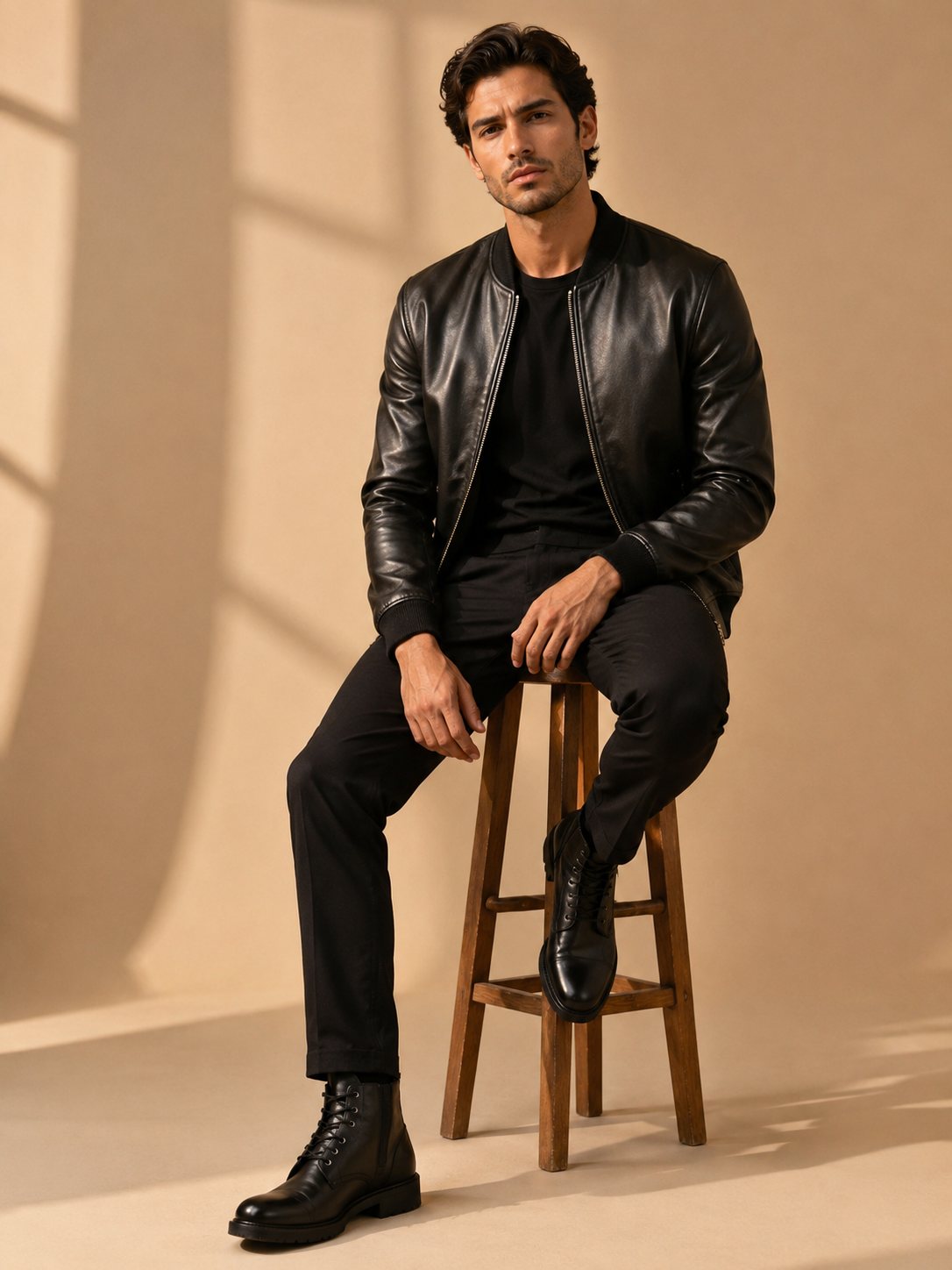 01 Knox Leather Bomber Jacket - Image 1