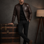 The Hudson Black Leather Bomber Jacket