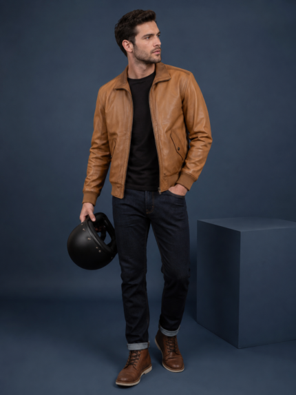 Archer Brown Leather Bomber Jacket