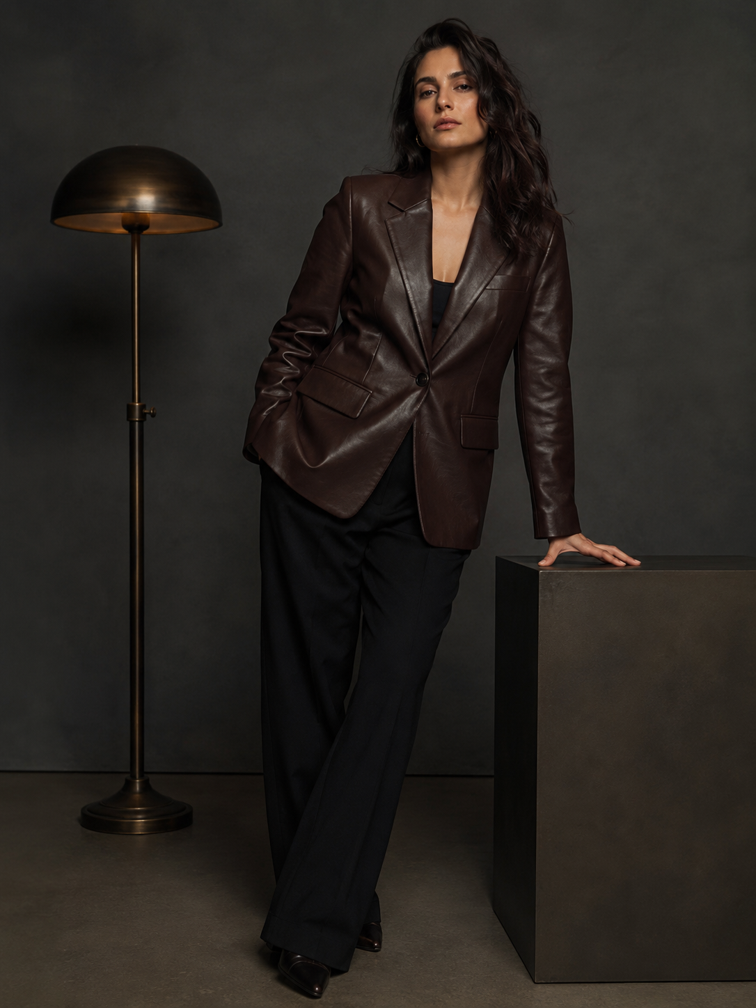 03 Monroe Brown Leather Blazer - Image 1