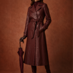 Celina Belted Leather Coat
