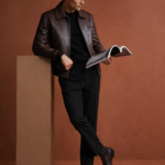 Roman Suede Leather Bomber Jacket