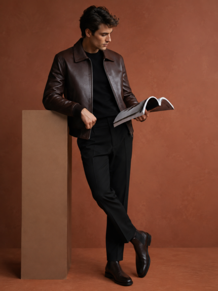 Roman Suede Leather Bomber Jacket