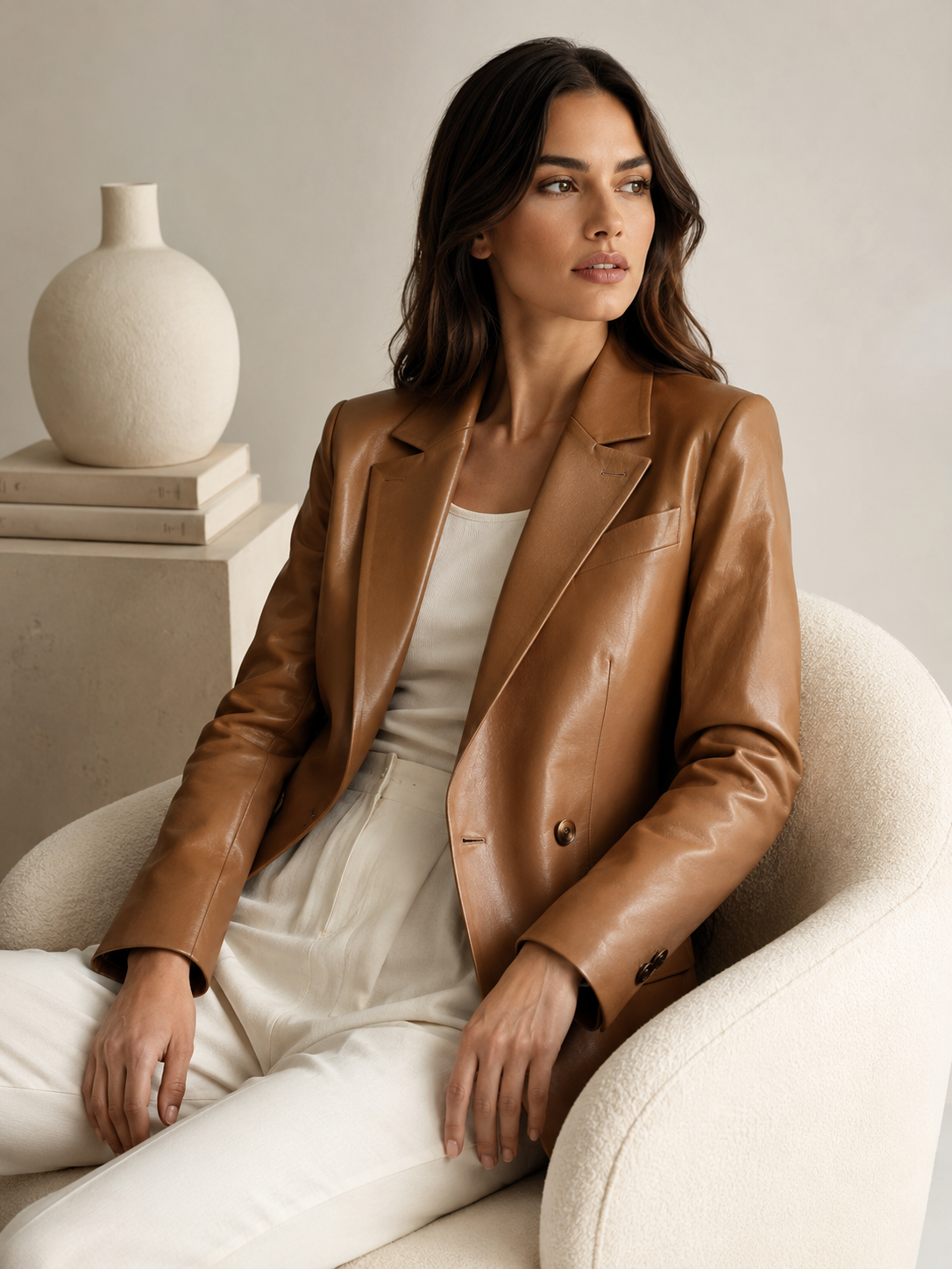 04 Valencia Oversized Leather Blazer - Image 1